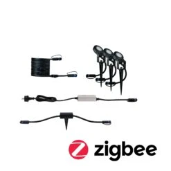 Paulmann Plug & Shine Bundle Smart Home Zigbee 3.0 LED Gartenstrahler Sting IP67 3000K 3x6W 75VA Anthrazit