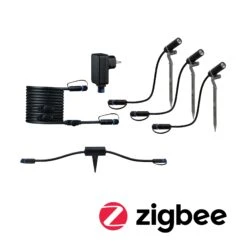 Paulmann Plug & Shine Bundle Smart Home Zigbee 3.0 LED Gartenstrahler Plantini IP65 3000K 3x2W 21VA Anthrazit