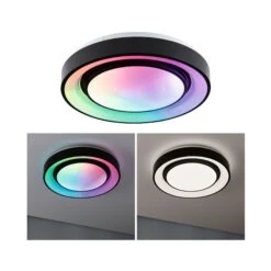 Paulmann LED Deckenleuchte Rainbow Mit Regenbogeneffekt RGBW+ 750lm 230V 22W Dimmbar Schwarz/Weiß