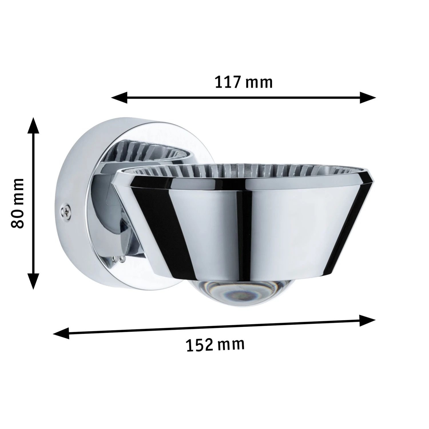 Paulmann LED Wandleuchte Sabik IP44 2700K 800lm / 390lm 230V 9 / 1x4W Dimmbar Chrom - Image 3