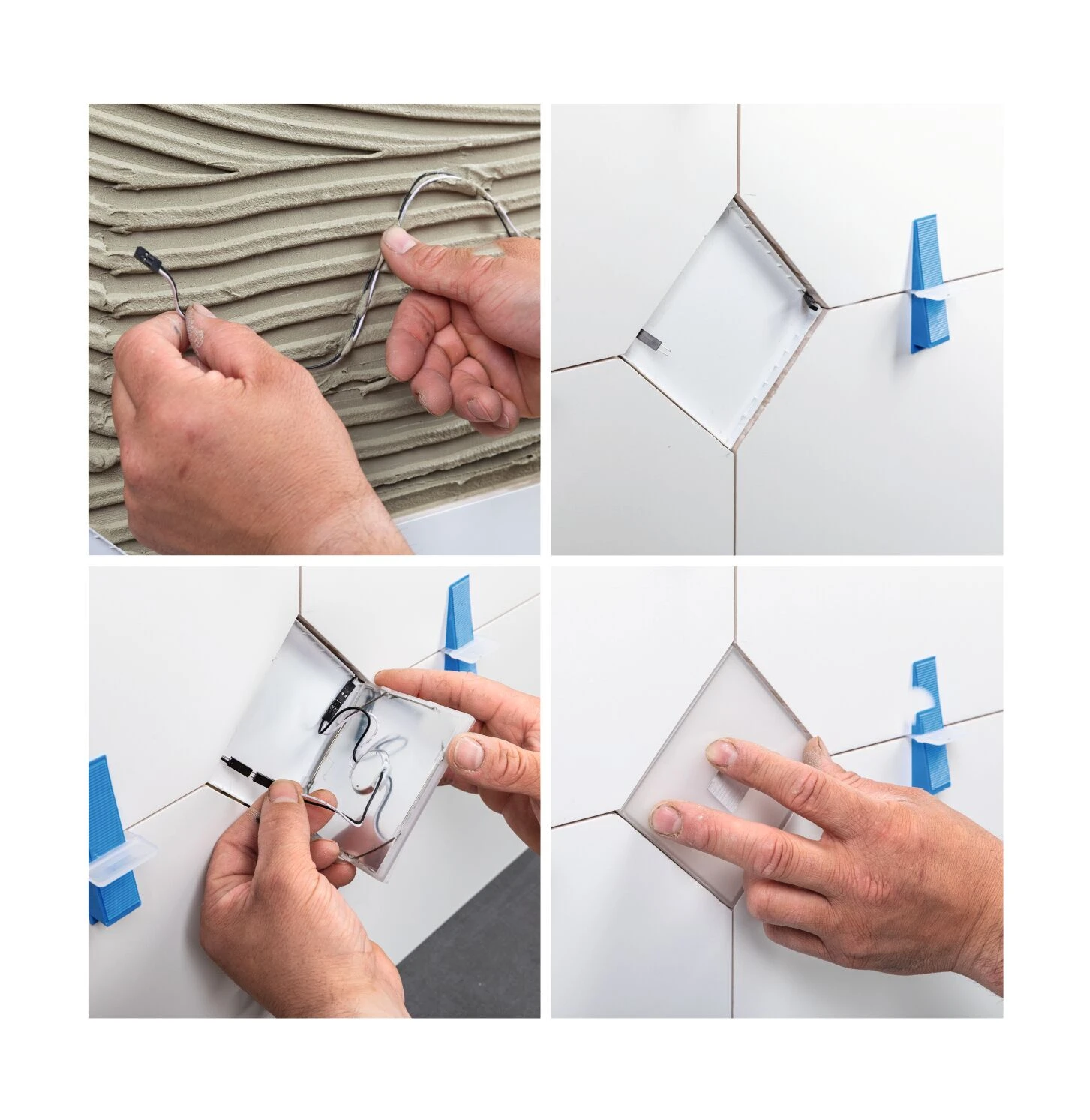 Paulmann LumiTiles LED Fliesen Square 5er-Set IP44 100x10mm 5x20lm 230/12V 5x0,8W 2700K Weiß Kunststoff/Aluminium – Bild 13