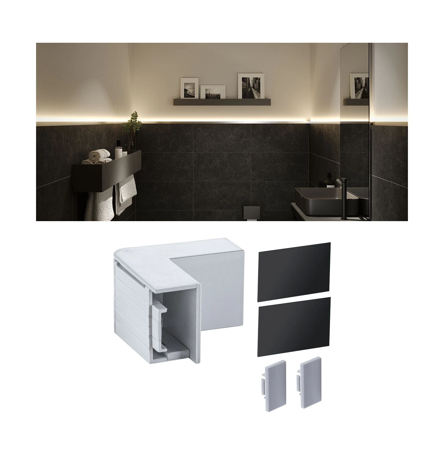 Paulmann LumiTiles Zubehör Profil Top Abdeckung 40x40mm Telegrau