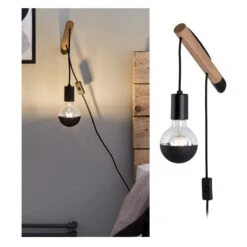 Paulmann Wandleuchte Kian E27 230V Max. 40W Dimmbar Holz/Schwarz