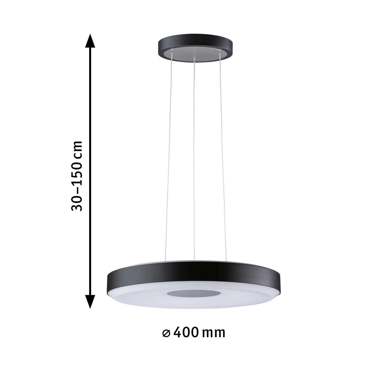 Paulmann LED Pendelleuchte 3-Step-Dim Puric Pane 2700K 1.200lm / 1.400lm 22W Schwarz/Grau Dimmbar – Bild 2