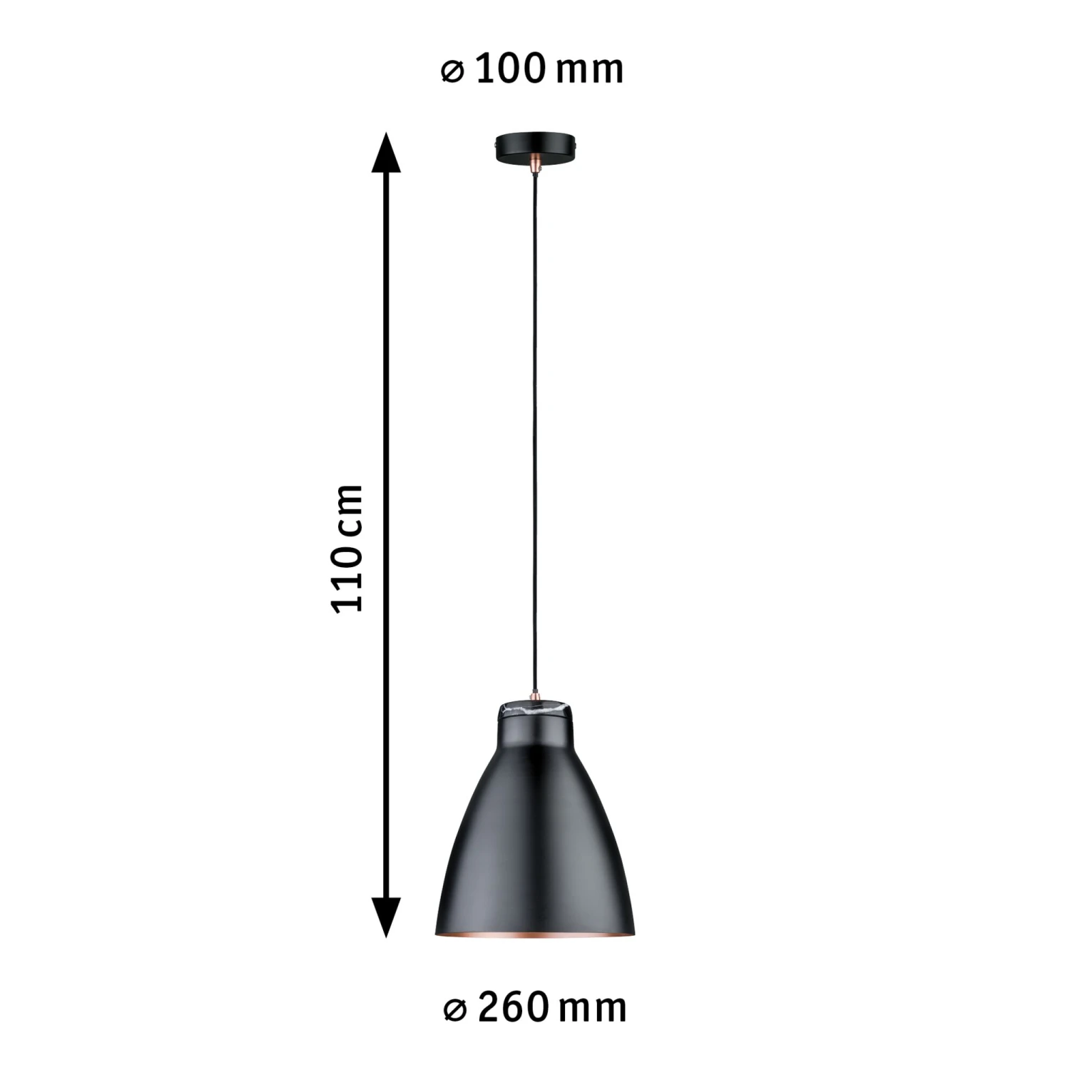 Paulmann Neordic Pendelleuchte Roald E27 Max. 20W Schwarz Matt/Kupfer Matt Dimmbar Metall/Marmor - Image 3