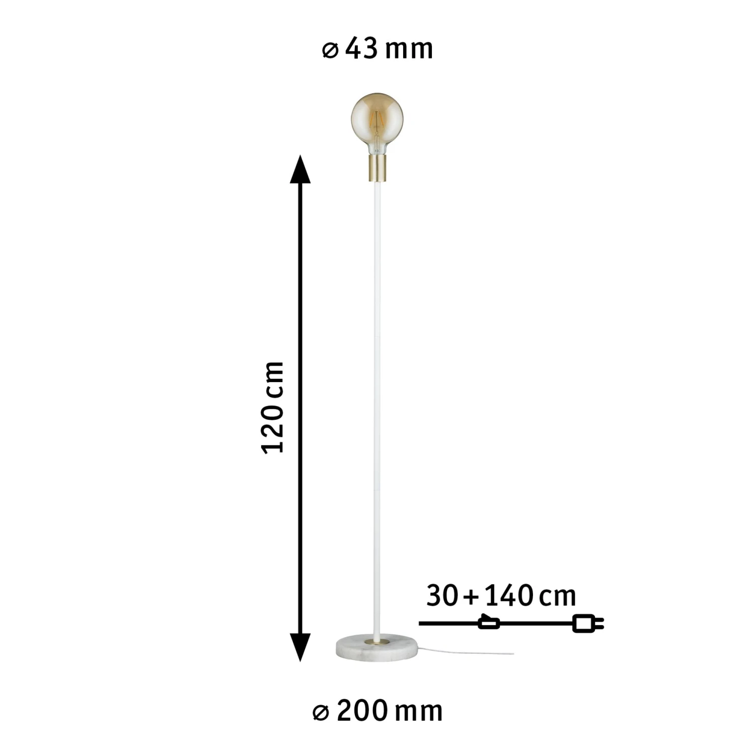 Paulmann Neordic Stehleuchte Nordin E27 Max. 20W Weiß/Gold Matt Marmor/Metall - Image 4