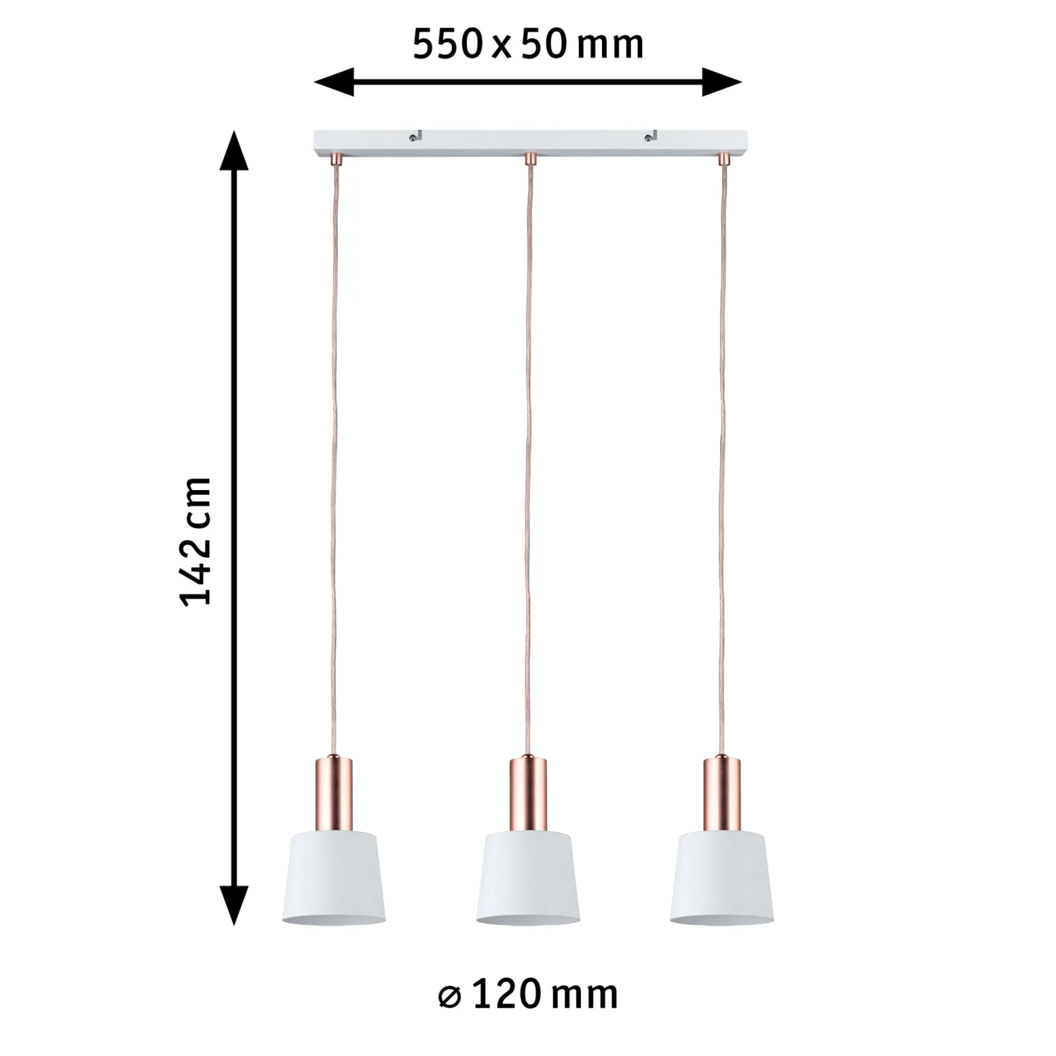 Paulmann Neordic Pendelleuchte Haldar E14 Max. 3x20W Weiß/Kupfer Matt Dimmbar Metall - Image 3