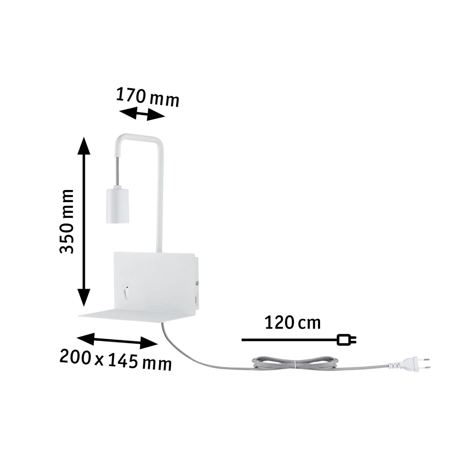 Paulmann Wandleuchte Mit Ablage Calvani E27 230V Max. 40W Dimmbar Weiß - Image 3