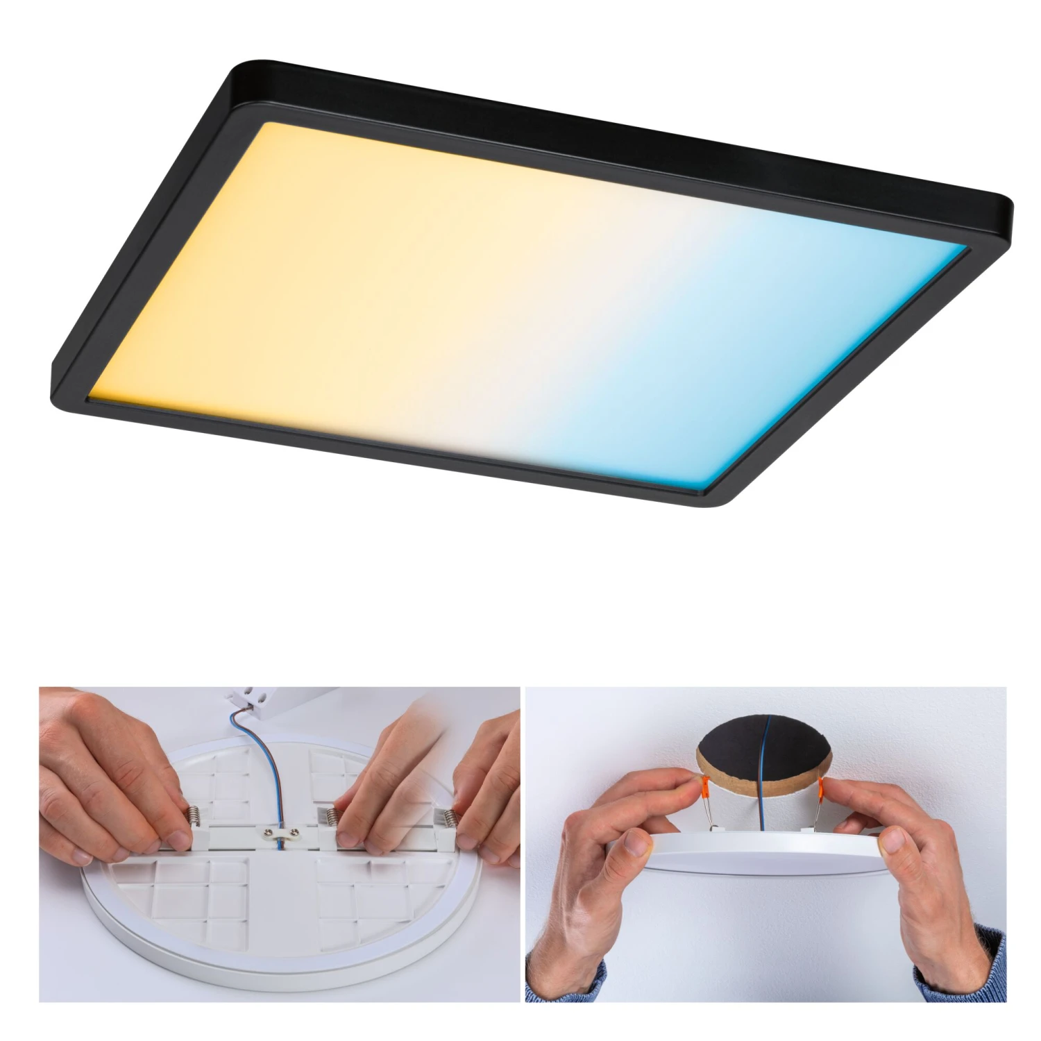 Paulmann VariFit LED Einbaupanel Smart Home Zigbee 3.0 Areo IP44 Eckig 230x230mm 16W 1400lm Tunable White Schwarz Dimmbar – Bild 2