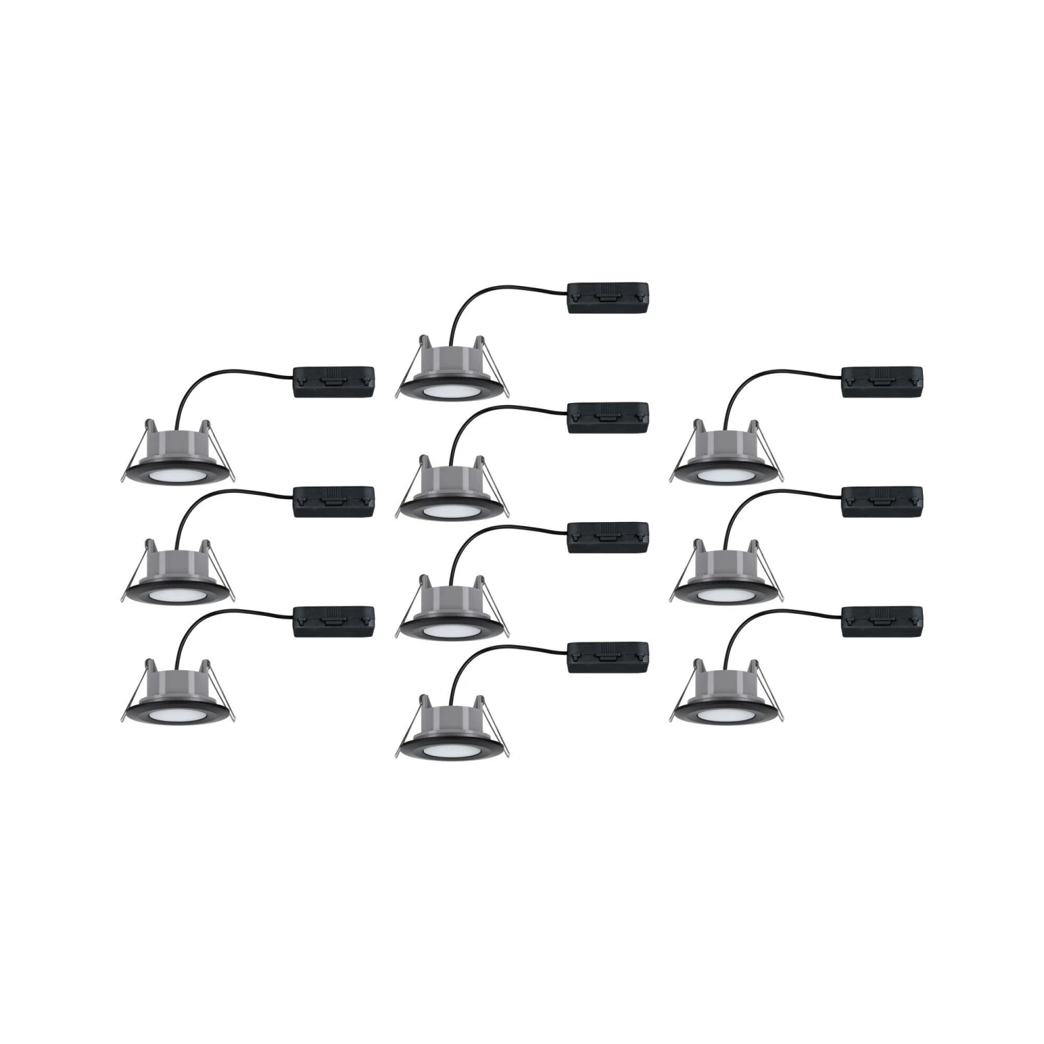 Paulmann LED Einbauleuchte Calla Basisset Schwenkbar IP65 Rund 90mm 30° 10x6W 10x500lm 230V 4000K Schwarz Matt - Image 7