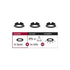Paulmann Einbauleuchte Choose Basisset Starr IP44 Rund 78mm Max. 3x10W Dimmbar Schwarz Matt