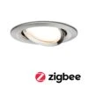 Paulmann LED Einbauleuchte Smart Home Zigbee 3.0 Nova Plus Coin Schwenkbar Rund 84mm 50° Coin 6W 470lm 230V Dimmbar 2700K Eisen Gebürstet