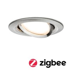 Paulmann LED Einbauleuchte Smart Home Zigbee 3.0 Nova Plus Coin Schwenkbar Rund 84mm 50° Coin 6W 470lm 230V Dimmbar 2700K Eisen Gebürstet