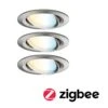 Paulmann LED Einbauleuchte Smart Home Zigbee 3.0 Nova Plus Coin Basisset Schwenkbar Rund 84mm 50° Coin 3x6W 3x470lm 230V Dimmbar Tunable White Eisen Gebürstet