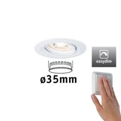 Paulmann LED Einbauleuchte Easy Dim Nova Mini Plus Coin Einzelleuchte Schwenkbar Rund 66mm 15° Coin 4,2W 300lm 230V Dimmbar 2700K Weiß Matt
