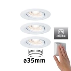 Paulmann LED Einbauleuchte Easy Dim Nova Mini Plus Coin Basisset Schwenkbar Rund 66mm 15° Coin 3x4,2W 3x300lm 230V Dimmbar 2700K Weiß Matt