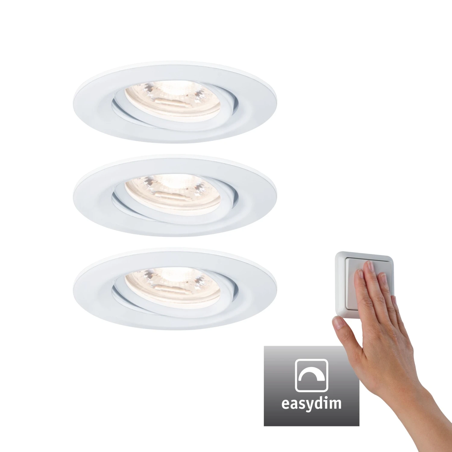 Paulmann LED Einbauleuchte Easy Dim Nova Mini Plus Coin Basisset Schwenkbar Rund 66mm 15° Coin 3x4,2W 3x300lm 230V Dimmbar 2700K Weiß Matt - Image 2