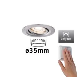 Paulmann LED Einbauleuchte Easy Dim Nova Mini Plus Coin Einzelleuchte Schwenkbar Rund 66mm 15° Coin 4,2W 300lm 230V Dimmbar 2700K Eisen Gebürstet