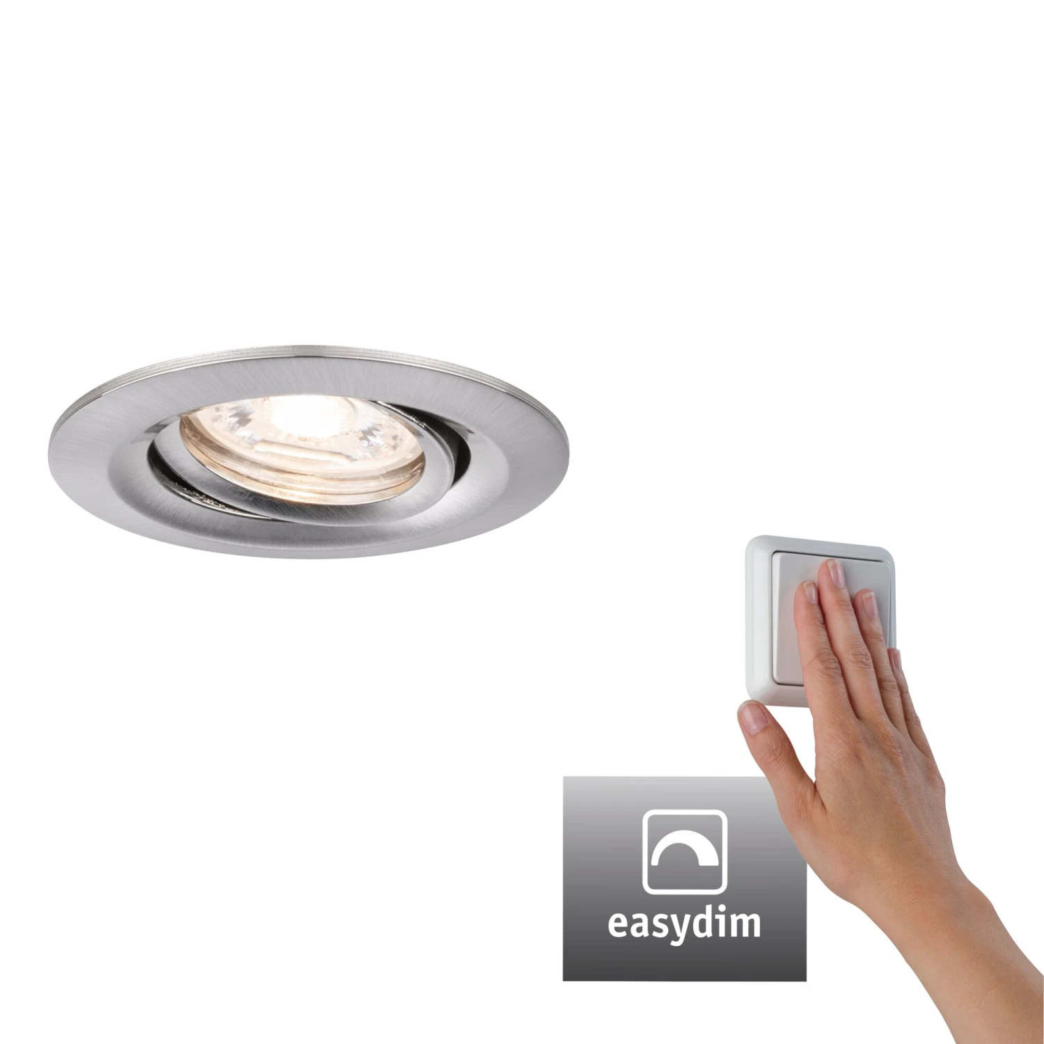 Paulmann LED Einbauleuchte Easy Dim Nova Mini Plus Coin Einzelleuchte Schwenkbar Rund 66mm 15° Coin 4,2W 300lm 230V Dimmbar 2700K Eisen Gebürstet - Image 2