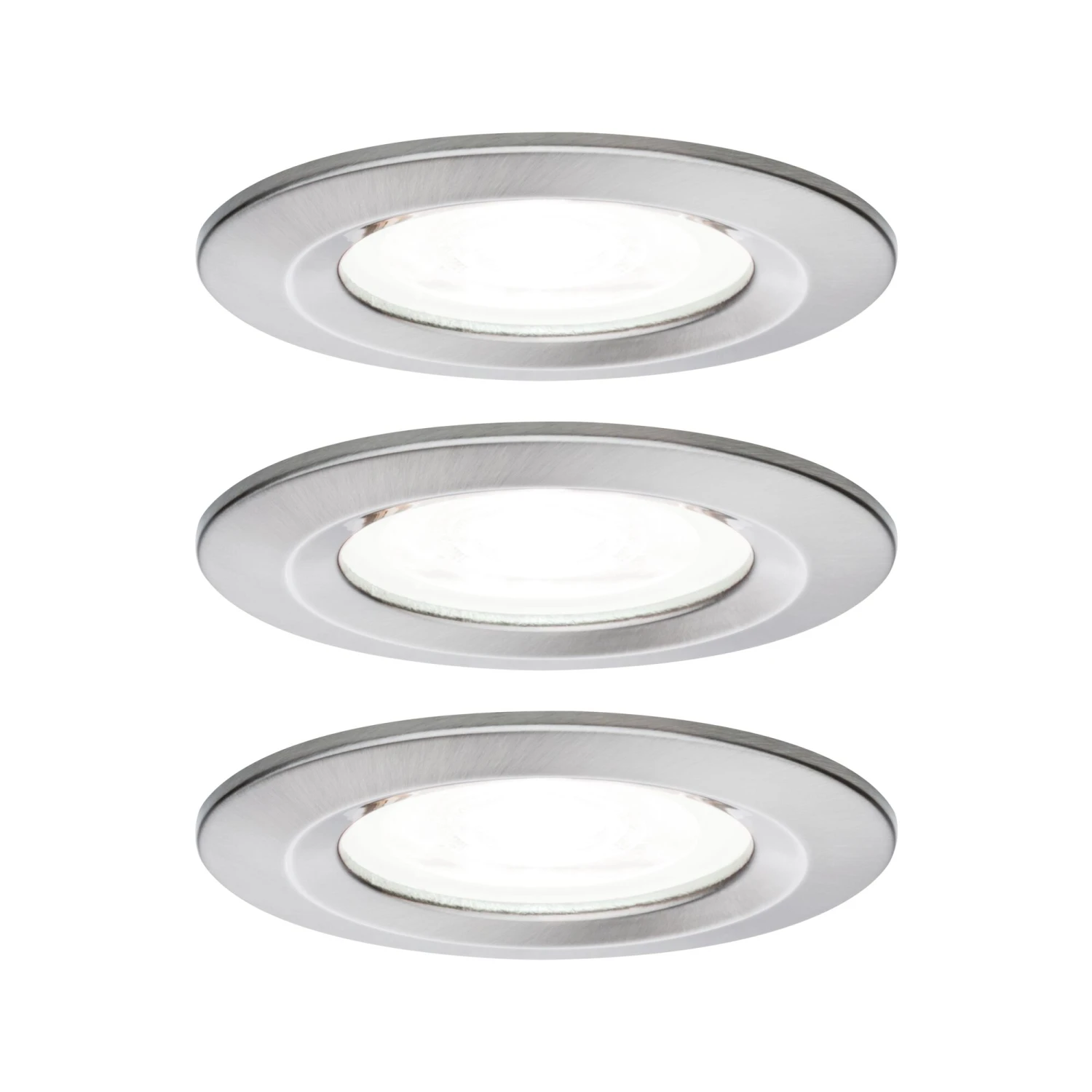 Paulmann LED Einbauleuchte Nova Basisset Starr IP44 Rund 78mm GU10 3x6,5W 3x470lm 230V 4000K Eisen Gebürstet