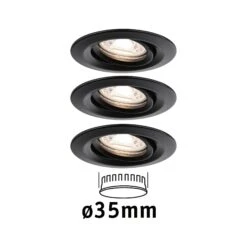 Paulmann LED Einbauleuchte Easy Dim Nova Mini Plus Coin Basisset Schwenkbar Rund 66mm 15° Coin 3x4W 3x310lm 230V 2700K Schwarz Matt