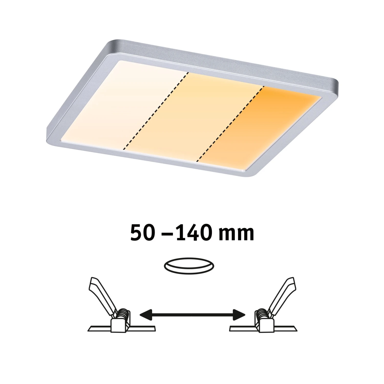 Paulmann VariFit LED Einbaupanel Dim To Warm Areo IP44 Eckig 175x175mm 13W 1200lm 3 Step Dim To Warm Chrom Matt Dimmbar – Bild 3