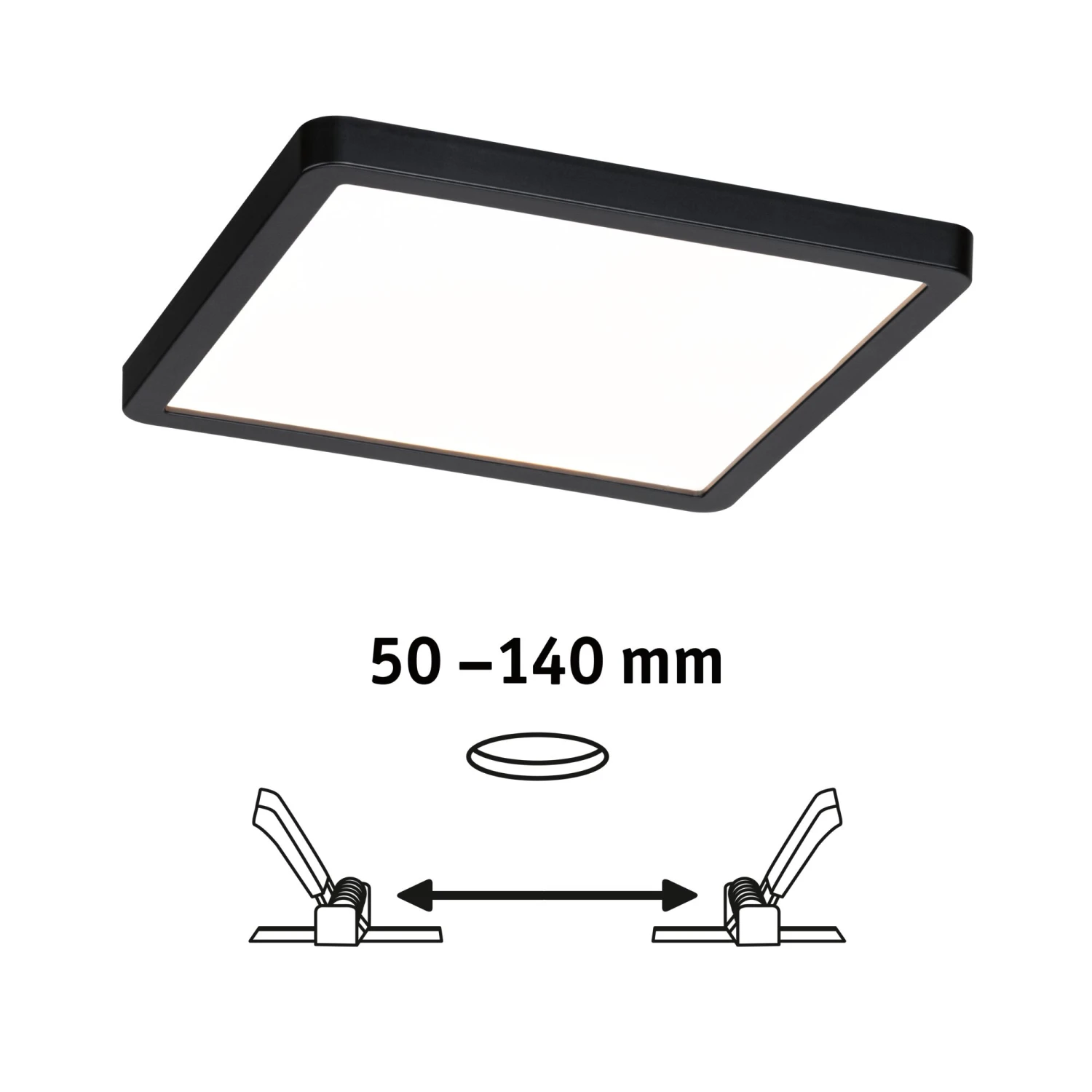 Paulmann VariFit LED Einbaupanel Dim To Warm Areo IP44 Eckig 175x175mm 13W 1200lm 3 Step Dim To Warm Schwarz Dimmbar – Bild 3