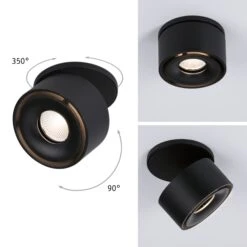 Paulmann LED Einbauleuchte Spircle Rund 78mm 8W 550lm 230V 3000K Schwarz Matt