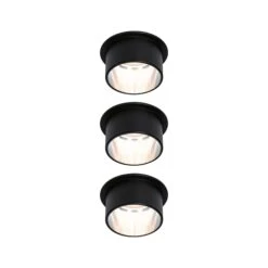 Paulmann LED Einbauleuchte 3-Step-Dim Gil Coin Basisset IP44 Rund 68mm Coin 3x6W 3x470lm 230V Dimmbar 2700K Schwarz Matt/Eisen Gebürstet