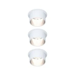 Paulmann LED Einbauleuchte 3-Step-Dim Gil Coin Basisset IP44 Rund 68mm Coin 3x6W 3x470lm 230V Dimmbar 2700K Weiß Matt/Eisen Gebürstet