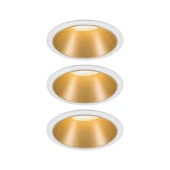 Paulmann LED Einbauleuchte 3-Step-Dim Cole Coin Basisset IP44 Rund 88mm Coin 3x6W 3x460lm 230V Dimmbar 2700K Weiß/Gold Matt