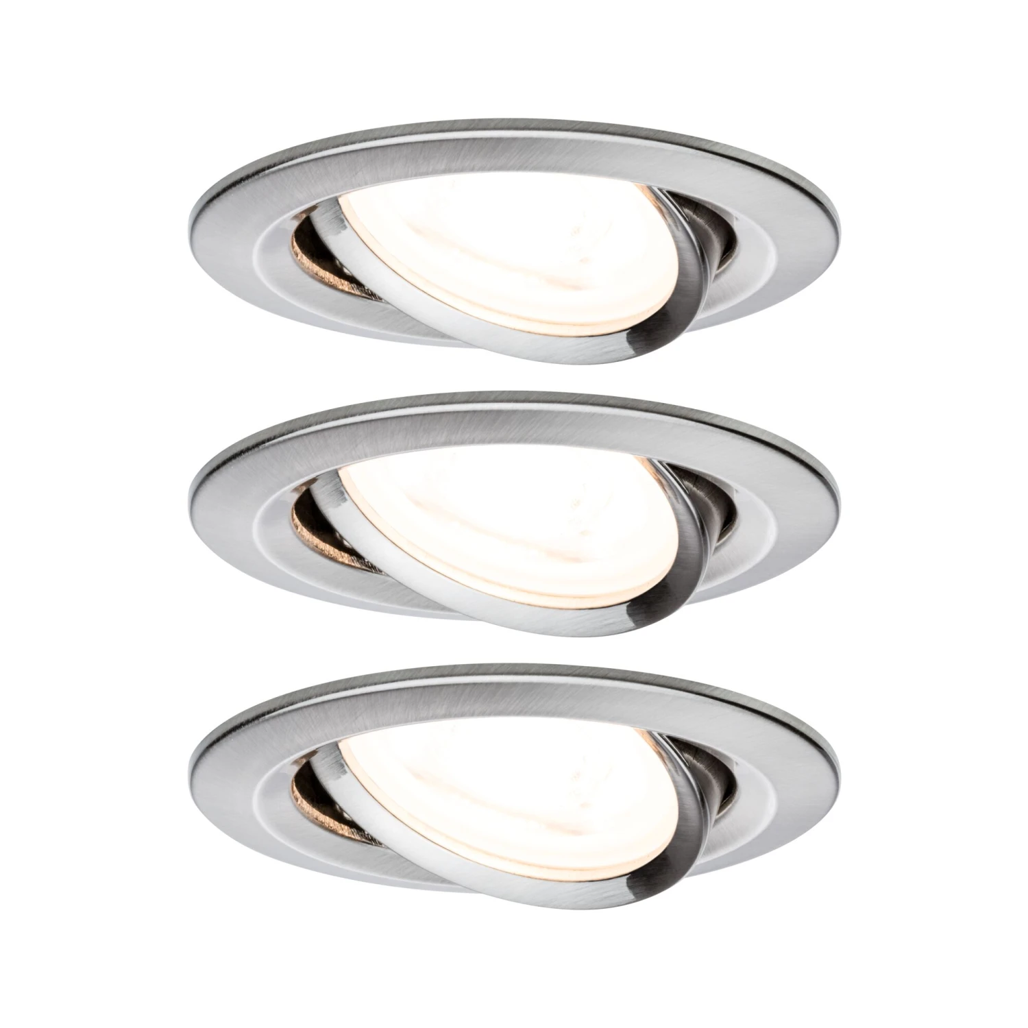 Paulmann LED Einbauleuchte Nova Basisset Schwenkbar Rund 84mm 50° GU10 3x6,5W 3x460lm 230V 2700K Eisen Gebürstet