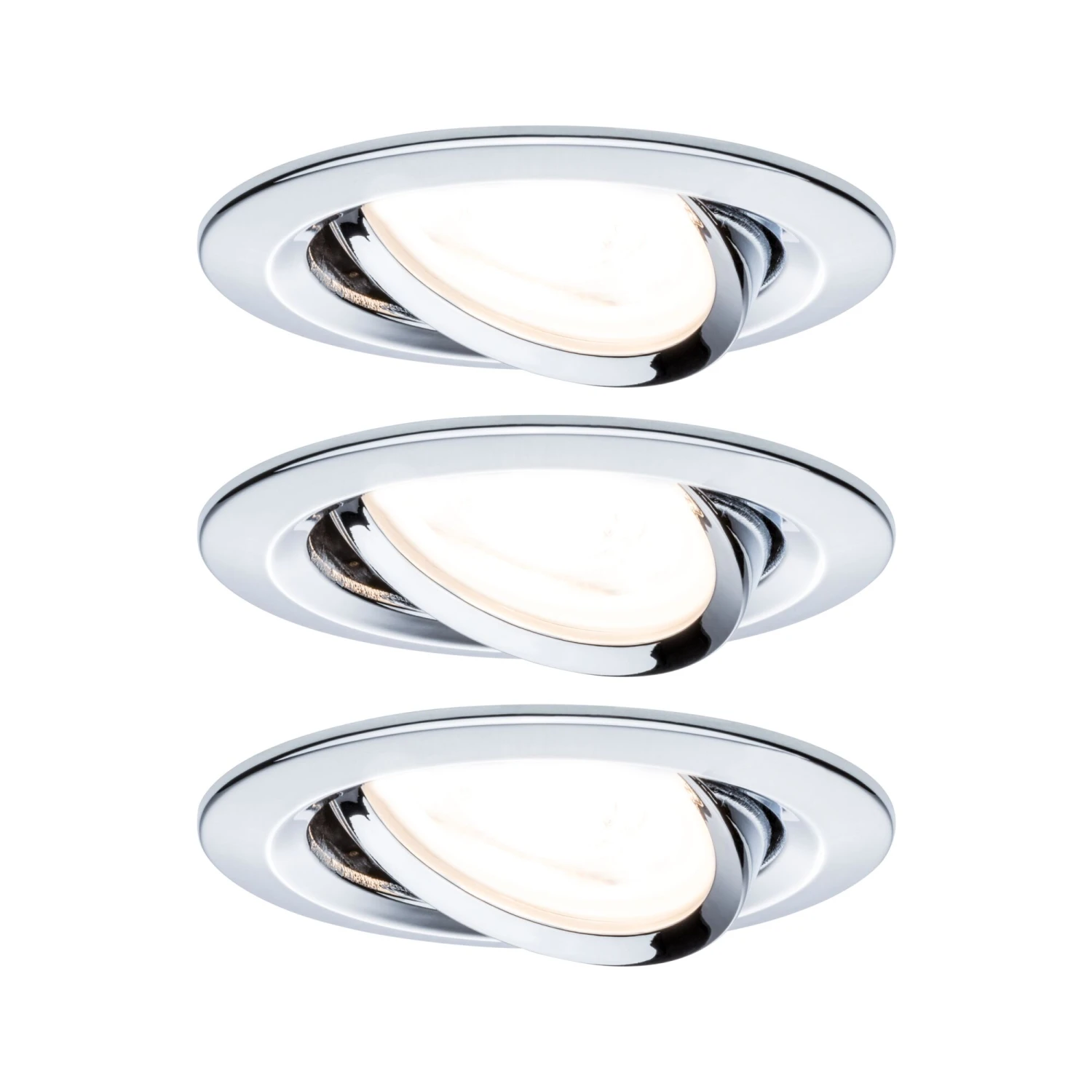 Paulmann LED Einbauleuchte Nova Basisset Schwenkbar Rund 84mm 50° GU10 3x6,5W 3x460lm 230V 2700K Chrom