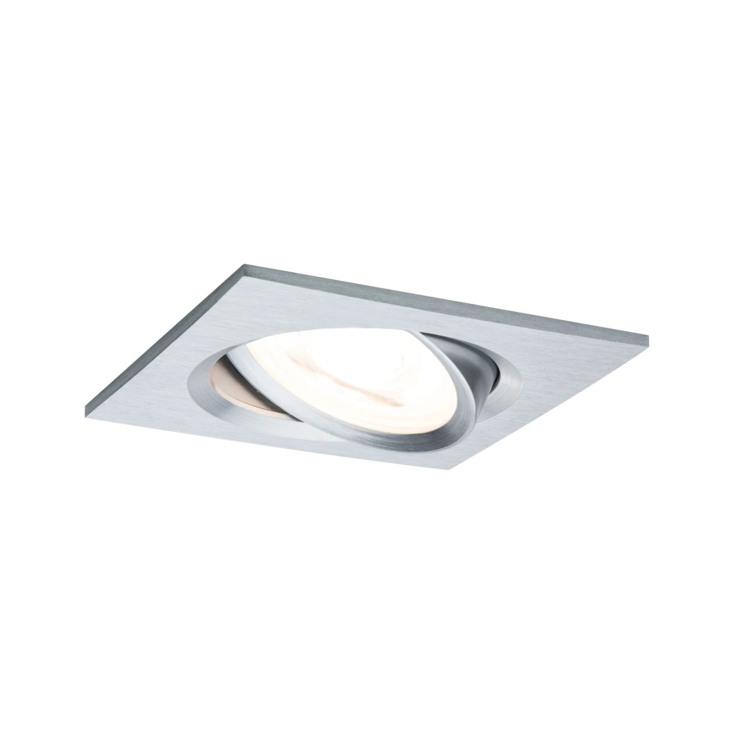 Paulmann LED Einbauleuchte Nova Schwenkbar Eckig 84x84mm 50° GU10 6,5W 460lm 230V 2700K Alu Gedreht