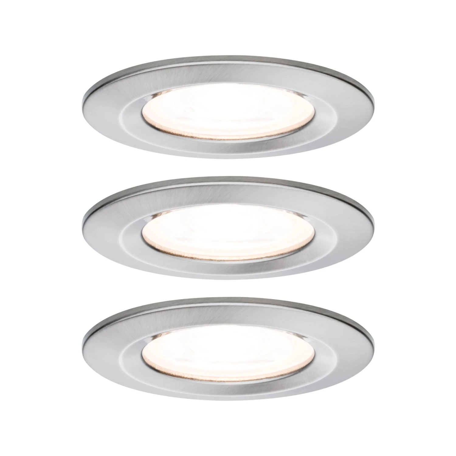Paulmann LED Einbauleuchte Nova Basisset Starr IP44 Rund 78mm GU10 3x6,5W 3x460lm 230V 2700K Eisen Gebürstet