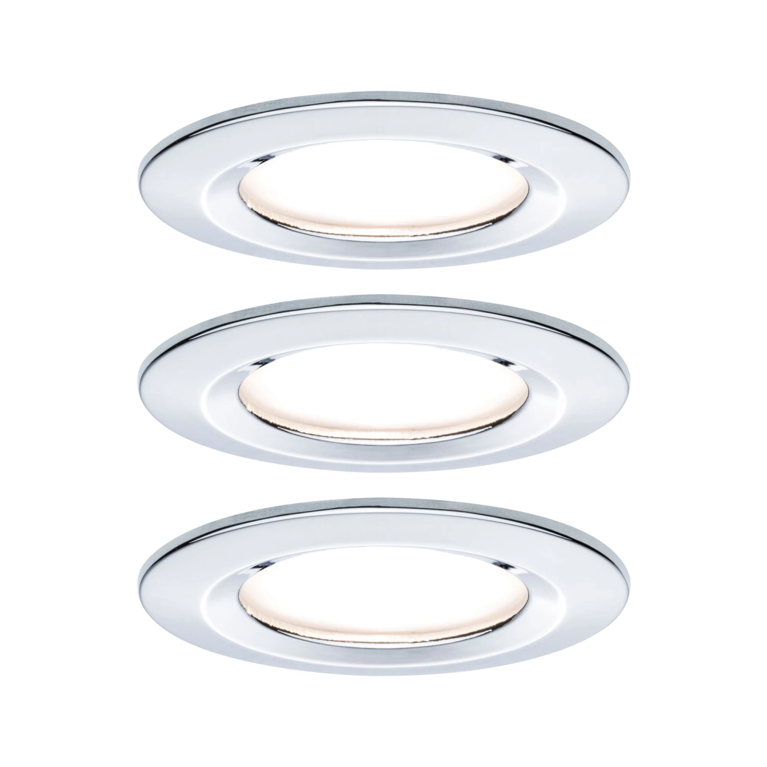 Paulmann LED Einbauleuchte Nova Basisset Starr IP44 Rund 78mm GU10 3x6,5W 3x460lm 230V 2700K Chrom
