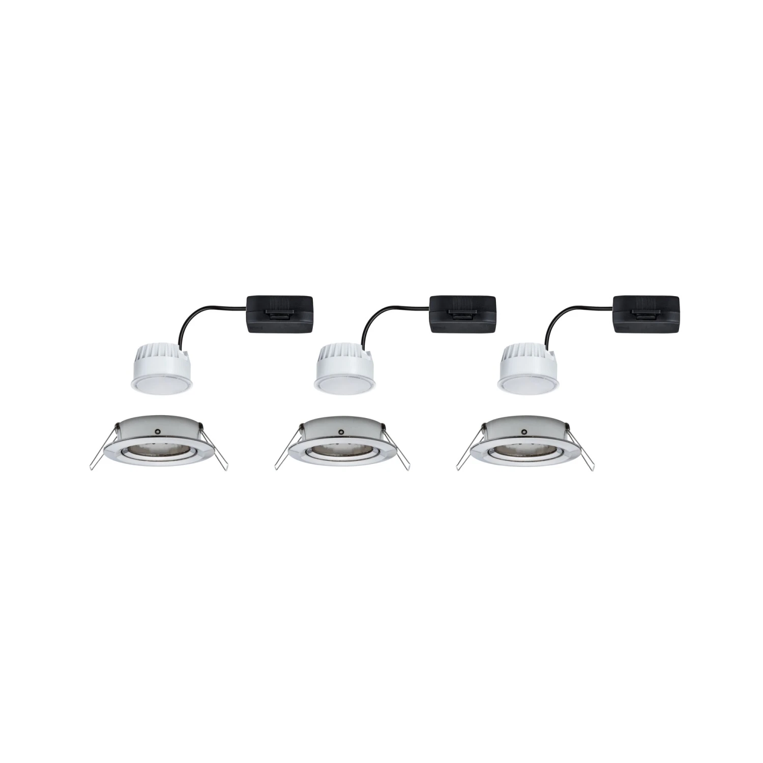 Paulmann LED Einbauleuchte Nova Coin Basisset Schwenkbar Rund 84mm 50° Coin 3x6W 3x470lm 230V 2700K Eisen Gebürstet - Image 7