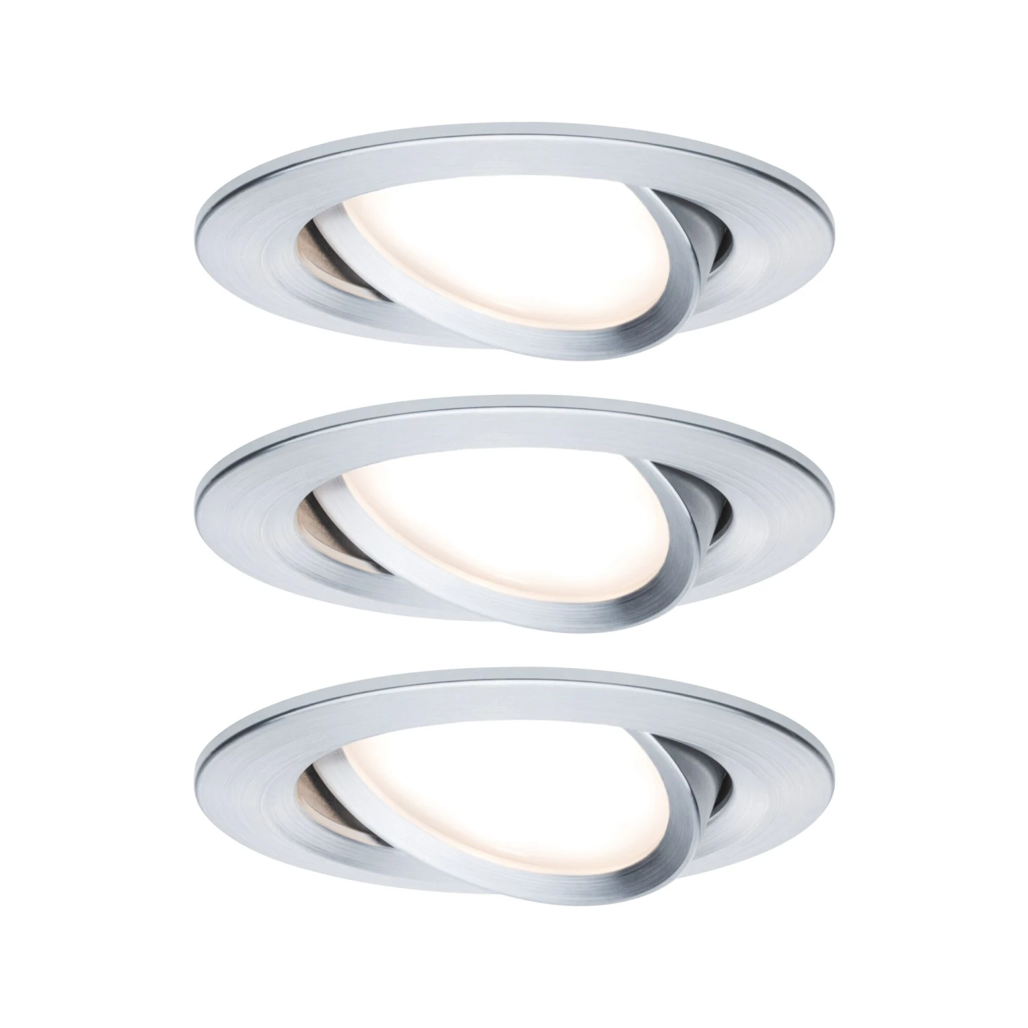 Paulmann LED Einbauleuchte Nova Coin Basisset Schwenkbar Rund 84mm 50° Coin 3x6W 3x470lm 230V 2700K Alu Gedreht