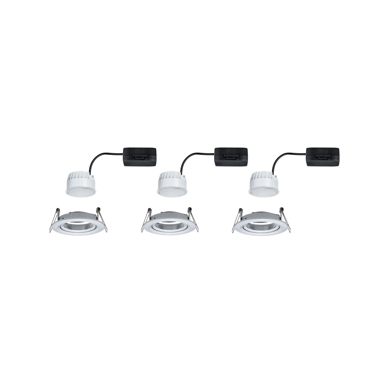 Paulmann LED Einbauleuchte Nova Coin Basisset Schwenkbar Rund 84mm 50° Coin 3x6W 3x470lm 230V 2700K Alu Gedreht - Image 7