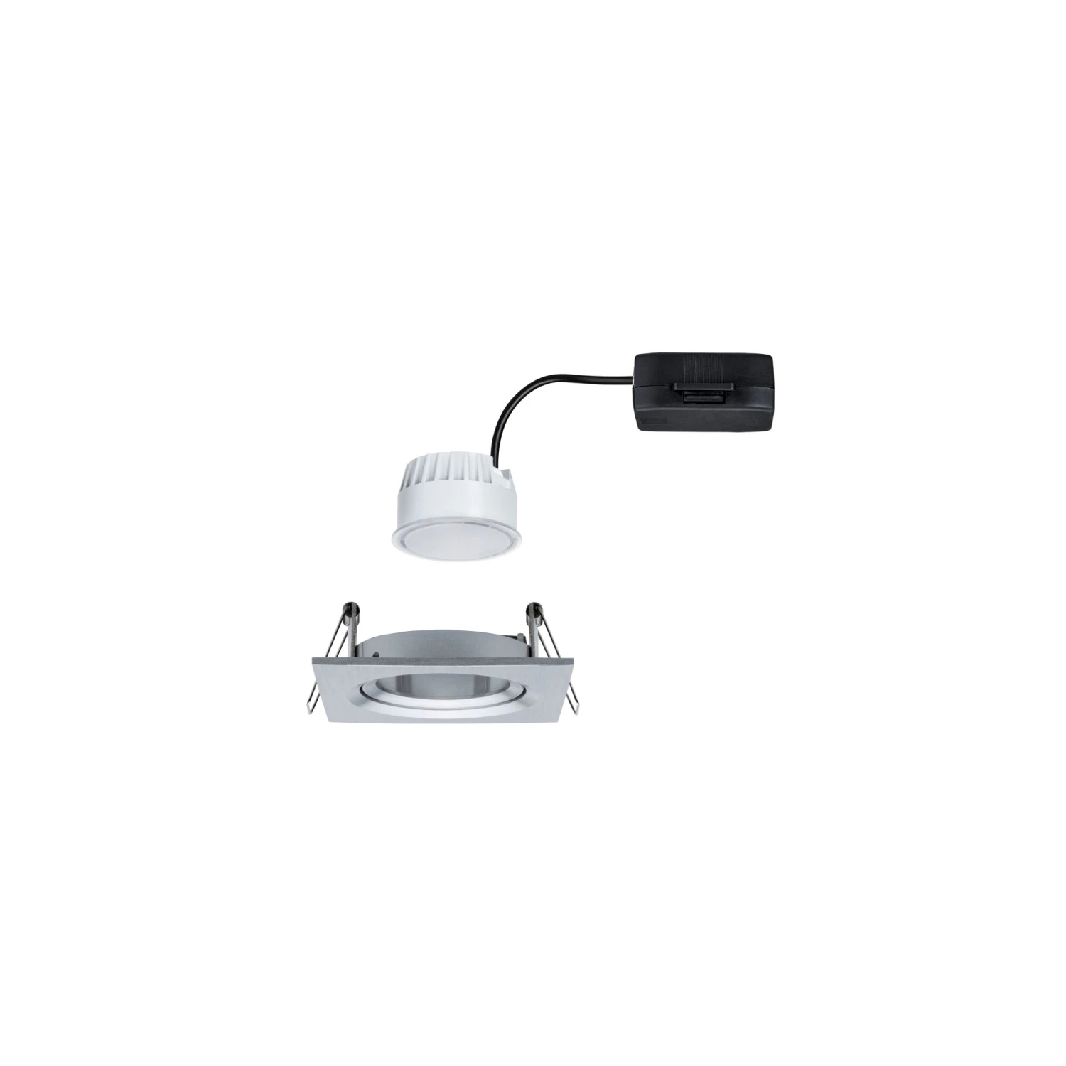 Paulmann LED Einbauleuchte Nova Coin Einzelleuchte Schwenkbar Eckig 84x84mm 50° Coin 6W 470lm 230V 2700K Alu Gedreht - Image 4