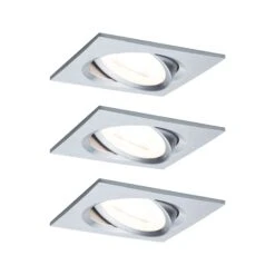 Paulmann LED Einbauleuchte Nova Coin Basisset Schwenkbar Eckig 84x84mm 50° Coin 3x6W 3x470lm 230V 2700K Alu Gedreht