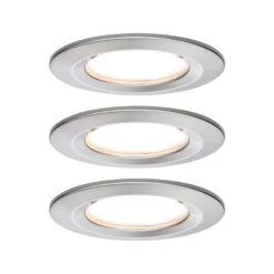 Paulmann LED Einbauleuchte Nova Coin Basisset Starr IP44 Rund 78mm Coin 3x6W 3x470lm 230V 2700K Eisen Gebürstet