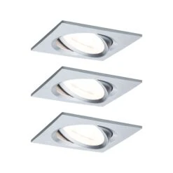 Paulmann LED Einbauleuchte 3-Step-Dim Nova Basisset Schwenkbar Eckig 84x84mm 50° GU10 3x6,5W 3x460lm 230V Dimmbar 2700K Alu Gedreht