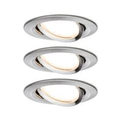 Paulmann LED Einbauleuchte 3-Step-Dim Nova Coin Basisset Schwenkbar Rund 84mm 50° Coin 3x6W 3x470lm 230V Dimmbar 2700K Eisen Gebürstet