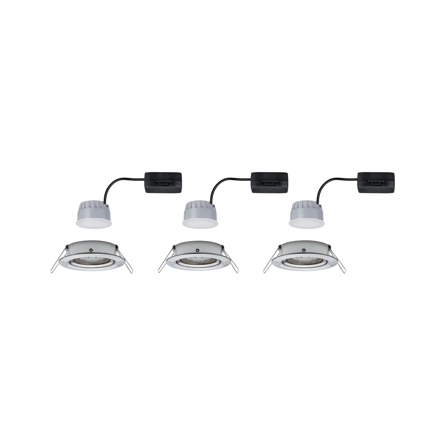Paulmann LED Einbauleuchte 3-Step-Dim Nova Coin Basisset Schwenkbar Rund 84mm 50° Coin 3x6W 3x470lm 230V Dimmbar 2700K Eisen Gebürstet - Image 7