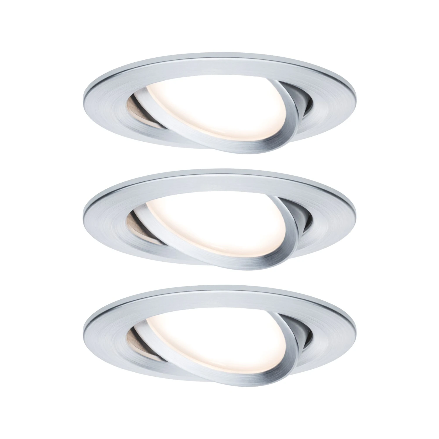 Paulmann LED Einbauleuchte 3-Step-Dim Nova Coin Basisset Schwenkbar Rund 84mm 50° Coin 3x6W 3x470lm 230V Dimmbar 2700K Alu Gedreht