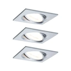 Paulmann LED Einbauleuchte 3-Step-Dim Nova Coin Basisset Schwenkbar Eckig 84x84mm 50° Coin 3x6W 3x470lm 230V Dimmbar 2700K Alu Gedreht
