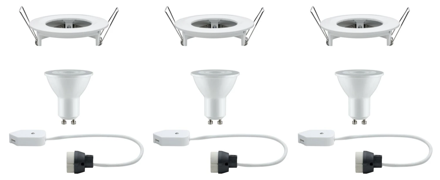 Paulmann Premium Einbauleuchte Nova IP44 Rund 78mm GU10 3x7W 3x460lm 230V Dimmbar 2700K Weiß Matt - Image 5