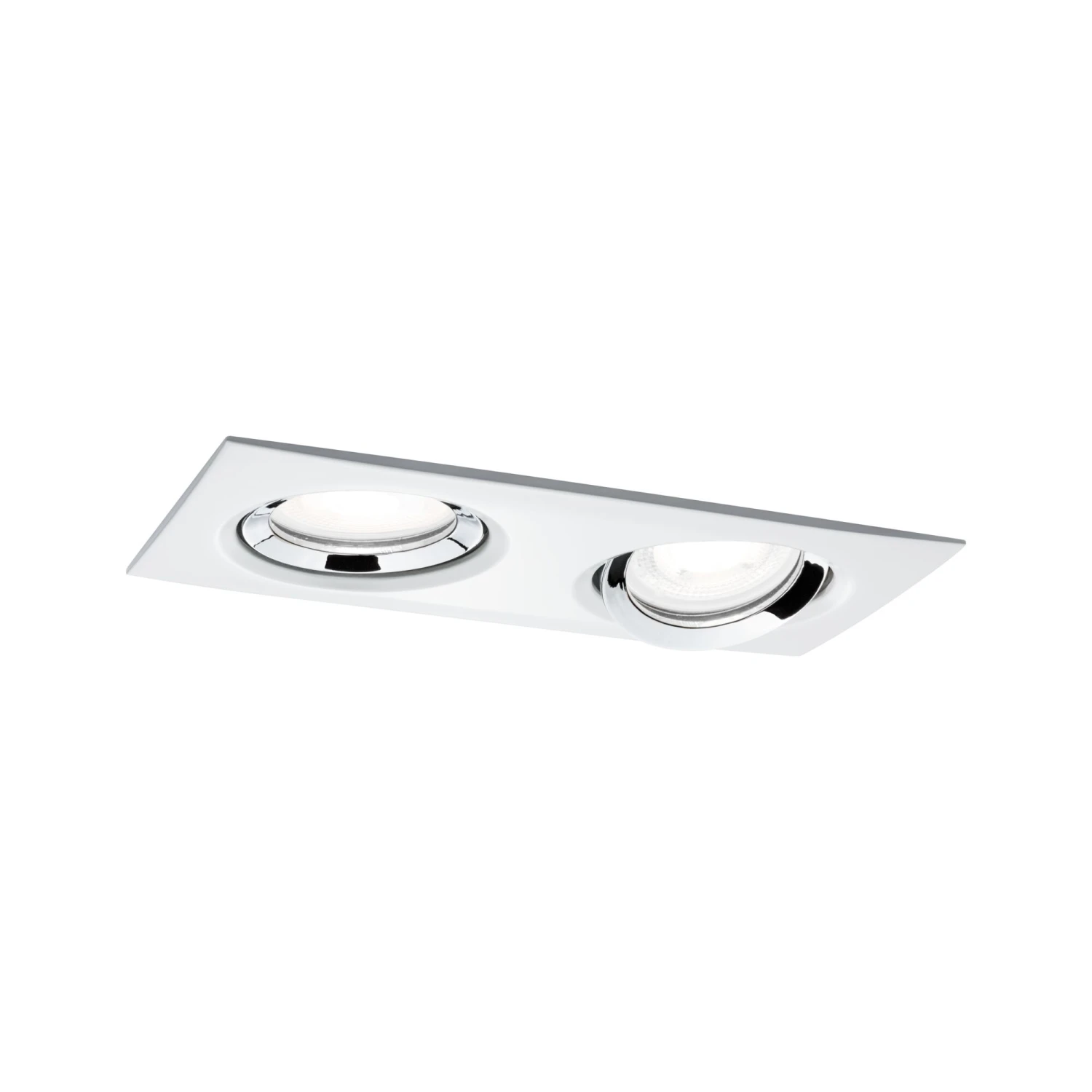 Paulmann LED Einbauleuchte Nova Plus Einzelleuchte Schwenkbar IP65 Eckig 185x93mm 30° GU10 1x 2x6W 1x 2x470lm 230V Dimmbar 4000K Weiß Matt/Chrom
