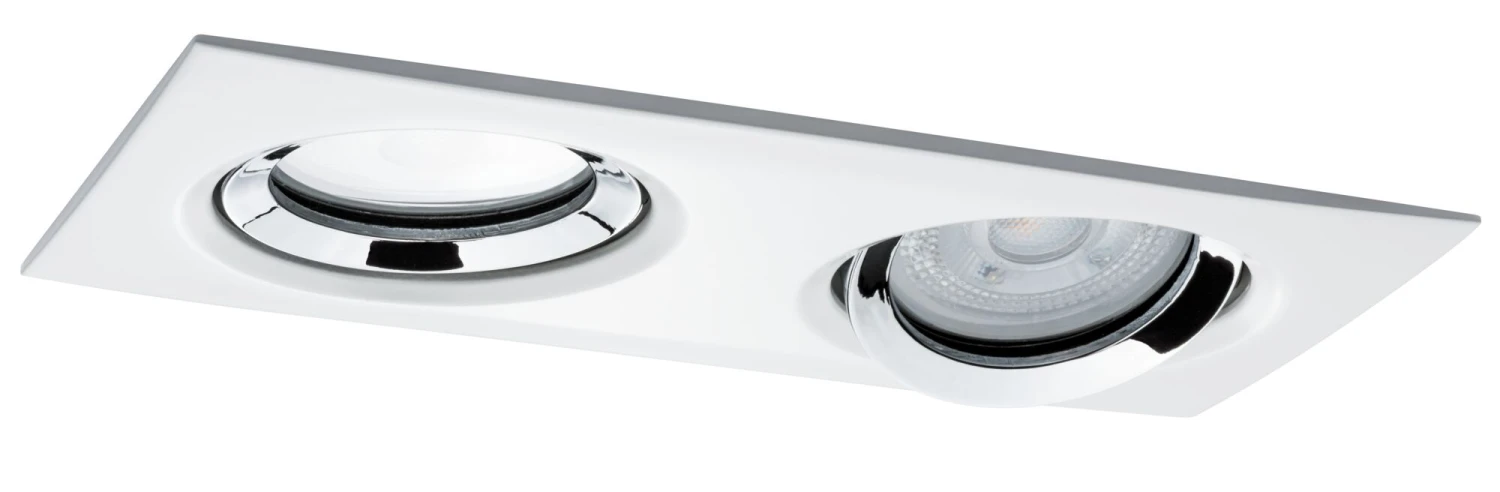 Paulmann LED Einbauleuchte Nova Plus Einzelleuchte Schwenkbar IP65 Eckig 185x93mm 30° GU10 1x 2x6W 1x 2x470lm 230V Dimmbar 4000K Weiß Matt/Chrom - Image 3